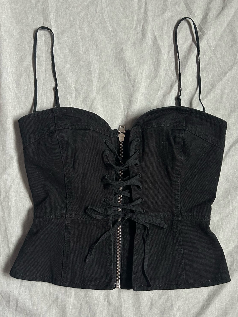 Wilfred black lace up bustier top